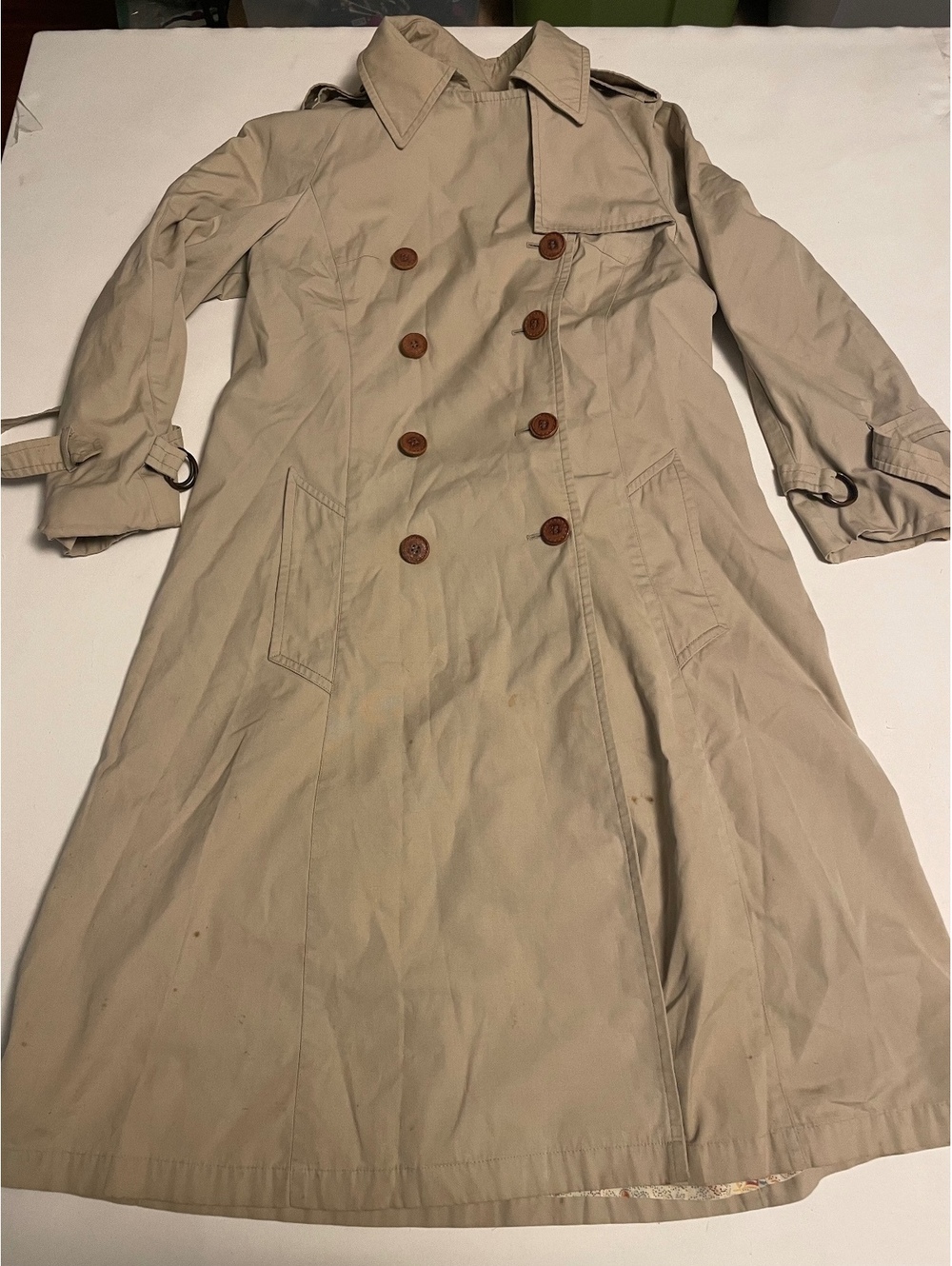 London Fog Beige Double-Breasted Trench Coat with Fleece Lining